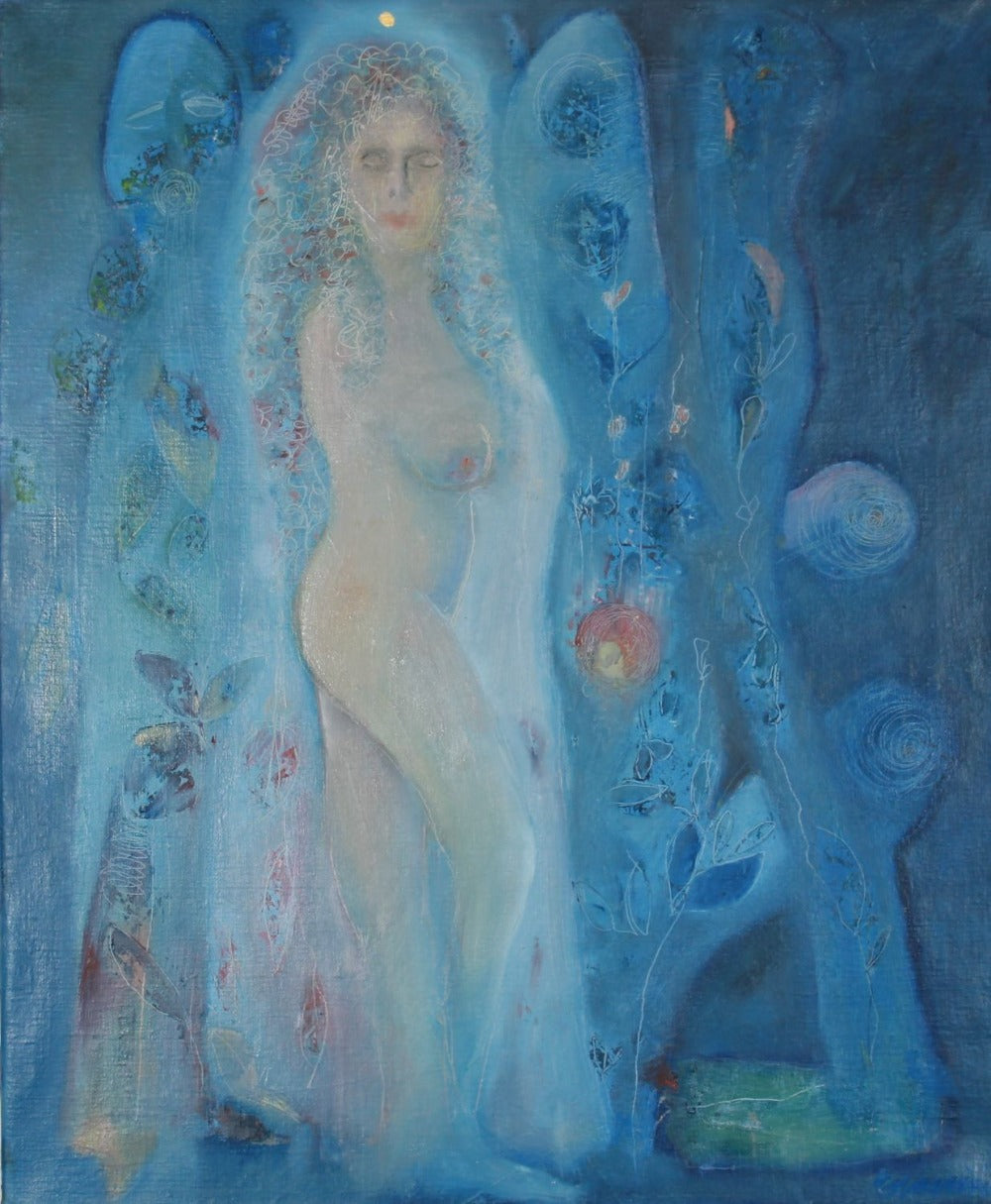 Blaue Kunst Frau Frieden