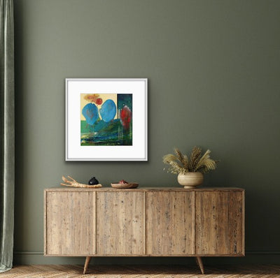 Colorful art for green walls